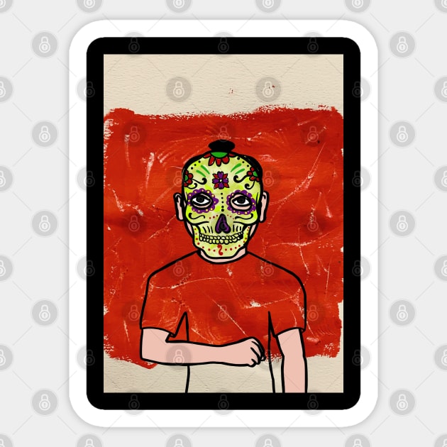 Skull Face NFT - Macabre Elegance: Male Character with Dark Eyes and Light Skin Sticker by Hashed Art